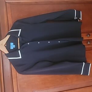 CeCe Long Sleeve  Button Down White Trim Collar Blouse SZ S